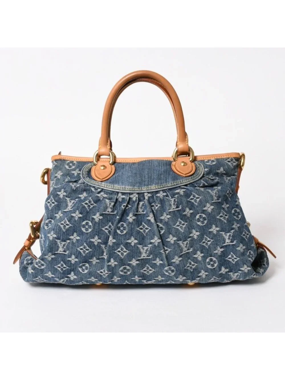 Louis Vuitton Neo Cabby MM Handbag 2-Way Monogram Denim Gold